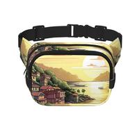 Marsupio con paesaggio marino, regolabile, grande, da viaggio, unisex