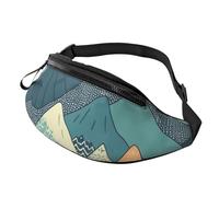 Marsupio con paesaggio marino, unisex, regolabile, adatto per viaggi, escursionismo, escursionismo, corsa, Montagne, Taglia unica