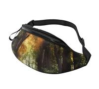 Marsupio con paesaggio marino, unisex, regolabile, adatto per viaggi, escursionismo, escursionismo, corsa, Percorso nel bosco coperto, Taglia unica