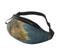 Marsupio con paesaggio marino, unisex, regolabile, adatto per viaggi, escursionismo, escursionismo, corsa, Lago tranquillo e un albero, Taglia unica