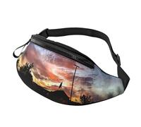 Marsupio con paesaggio rurale all'alba per uomo donna marsupio cintura regolabile marsupio casual marsupio per viaggi sport corsa escursionismo Marsupio, Nero , Taglia unica
