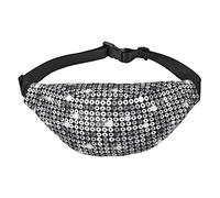 Marsupio con paillettes argentate e marsupio, di grandi dimensioni con 3 tasche con cerniera. È possibile trasportare telefoni cellulari di tutte le dimensioni per esercizi all'aperto., Multicolore,