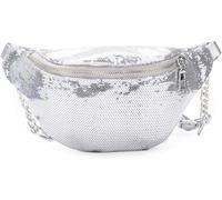Marsupio con paillettes luccicanti, con cintura regolabile, per donne e ragazze, bianco, Classico