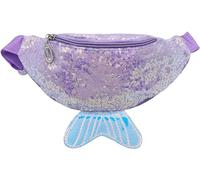 Marsupio con paillettes luccicanti per bambine e ragazze, borsa a tracolla con coda di sirena olografica glitterata, Viola, Classico