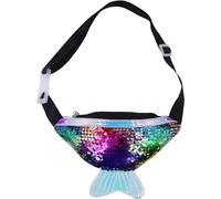Marsupio con paillettes luccicanti per bambine e ragazze, borsa a tracolla con coda di sirena olografica glitterata, Multicolore, Classico