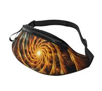 Marsupio con palme, spiaggia, mare, oceano, per uomini e donne, borsa a tracolla regolabile, adatto per viaggi, escursionismo, escursionismo, corsa, Modello a spirale astratto giallo, Taglia unica