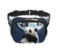 Marsupio con panda e luna, regolabile, grande, da viaggio, unisex
