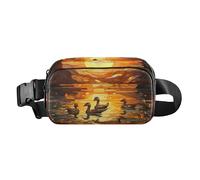Marsupio con paperelle nel fiume al tramonto, dipinto all'aperto, marsupio a tracolla, Multicolore, Taglia unica, casual