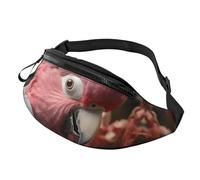Marsupio con pavone ad acquerello per donne e uomini, alla moda, regolabile, per allenamento, corsa, viaggi, stile casual, Cacatua dal petto rosa grigio rosa, Taglia unica