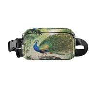 Marsupio con pavone nelle foreste di bambù, elegante marsupio per uomo e donna, multiuso, accessorio da viaggio con tracolla regolabile per shopping, sport, lavoro