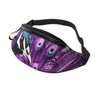 Marsupio con pavone viola per uomo e donna, borsa a tracolla impermeabile per sport all'aria aperta