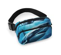 Marsupio con pesce in vita, per donne e uomini, impermeabile, con cintura regolabile, casual, borsa a tracolla da viaggio, per sport, corsa, ciclismo, bianco, 20 x 13 cm, marsupio, Bianco, 20x13cm,