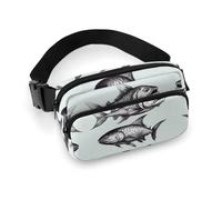 Marsupio con pesce schizzo per donne e uomini, borsa casual regolabile per viaggi, sport, escursionismo, bianco, 20,1 x 13 cm, Bianco, 7.9x5.1inches