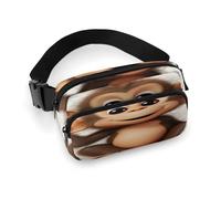 Marsupio con piccola scimmia con cinghia regolabile Marsupio alla moda per sport all'aria aperta escursionismo, bianco, 20 x 13 cm, marsupio stampato