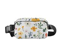 Marsupio con piccoli fiori selvatici bianchi, alla moda, per donne e uomini, multiuso, borsa sportiva a tracolla con tracolla regolabile, per viaggi, shopping, corsa, Piccoli fiori selvatici bianchi,