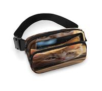 Marsupio con piccolo gatto arancione, con cinghia regolabile, alla moda, per sport all'aria aperta, escursionismo