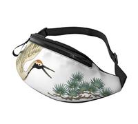 Marsupio con pinguini per uomo e donna, alla moda, regolabile, per viaggi, sport, passeggiate, Due gru giapponesi che volano pittura tradizionale, Taglia unica