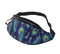 Marsupio con piume di uccello di pavone, per donne e uomini, alla moda, marsupio, marsupio, per escursionismo, corsa, viaggio, Nero , Taglia unica, Borsa porta abiti da viaggio