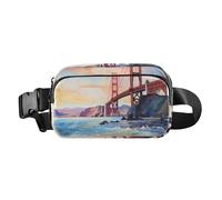 Marsupio con ponte sul mare rosso sotto il cielo blu dipinto all'aperto marsupio a tracolla, Multicolore, Taglia unica, casual