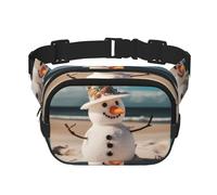 Marsupio con pupazzo di neve con conchiglie seduto sulla spiaggia sabbiosa Marsupio piccolo marsupio alla moda a tracolla leggero marsupio per donne uomini corsa allenamento escursionismo viaggi