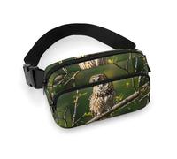 Marsupio con rami di albero con gufo, per donne e uomini, borsa casual regolabile per viaggi, sport, escursionismo, bianco, 20 x 13 cm, bianco, 7.9x5.1inches