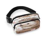 Marsupio con riccio seduto sulla parte superiore, con cinghia regolabile, alla moda, per sport all'aria aperta, escursionismo, bianco, 20 x 13 cm, marsupio stampato