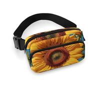 Marsupio con rosa di girasole per donne e uomini, borsa casual regolabile per viaggi, sport, escursionismo, bianco, 20,1 x 13 cm, bianco, 7.9x5.1inches