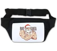 Marsupio con scritta "Bad Santa Merry Christmas", colore: bianco