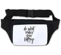 Marsupio con scritta "Do What Makes You Happy", colore: bianco