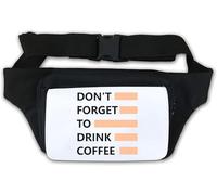 Marsupio con scritta "Don't Forget to Drink Coffee Wake Up", colore: bianco