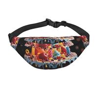 Marsupio con scritta "Happy Birthday" Big Cake per uomo e donna, alla moda, borsa a tracolla con tracolla regolabile, impermeabile, per viaggi, escursionismo, sport, nero, uno, Nero , Taglia unica