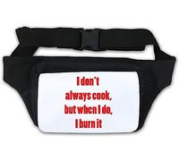 Marsupio con scritta "I Don't Always Cook, but When I do, I Burn It", colore: bianco