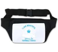 Marsupio con scritta "I Like Beautiful melodies Telling me Terrible Things Slogan", colore: bianco, bianco, Taglia unica