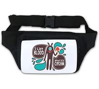 Marsupio con scritta "I Like Blood and Ice Cream", colore: bianco