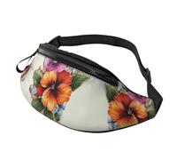 Marsupio con scritta "I Love Pizza" per uomo e donna, alla moda, regolabile, per viaggi, sport, passeggiate, Fiore dipinto a mano., Taglia unica