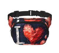 Marsupio con scritta "I Love You" e cuori, per donne e uomini, con cinghia regolabile, per viaggi, escursionismo, ciclismo