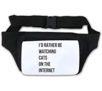 Marsupio con scritta "I would Rather Be Watching Cats On The Internet", colore: bianco