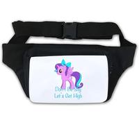 Marsupio con scritta in inglese "Don't Be Shy Let's Get High", colore bianco