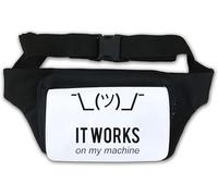 Marsupio con scritta "It Works On My Machine Programmer Shrug Meme", colore: bianco