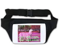 Marsupio con scritta "Lama Call The Cops. I Don't Give A FCK", colore: bianco