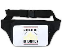 Marsupio con scritta "Music is The Shorthand of Emotion" con scritta "Music is the shorthand of, bianco, Taglia unica