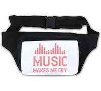 Marsupio con scritta "Music Makes me cry", colore: bianco, bianco, Taglia unica