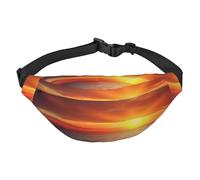 Marsupio con scritta "Sea and sunset", per uomo e donna, alla moda, borsa a tracolla con tracolla regolabile, impermeabile, per viaggi, escursionismo, sport, nero, taglia unica, Nero , Taglia unica