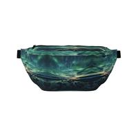 Marsupio con scritta "Sea Under The Aurora Borealis", idea regalo per sport, festival, allenamento, viaggi, corsa, stile casual, Nero , Taglia unica