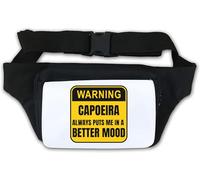 Marsupio con scritta "Warning Capoeira Always Puts Me in A Better Mood Sign", colore: bianco