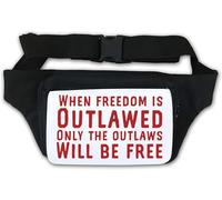 Marsupio con scritta "When Freedom is Outlawed Only The Outlaws Will Be Freed", colore: bianco