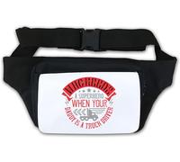 Marsupio con scritta "Who Needs a Superhero When Your Daddy is a Truck Driver", colore: bianco, bianco, Taglia unica