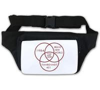 Marsupio con scritta "You are Here in The Middle of 1984 Brave New World Fahrenheit 451", colore: bianco