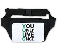Marsupio con scritta "You Only Live Once", colore bianco e nero