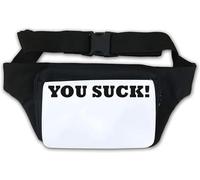 Marsupio con scritta "You Suck Black Font Logo" bianco